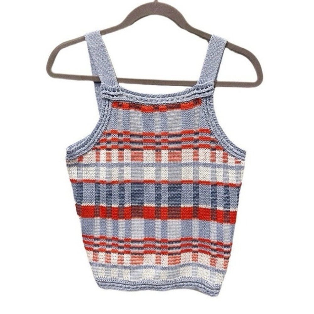 Banana Republic Plaid Knit Sweater Tank Size Small Preppy Coastal Cape Cod